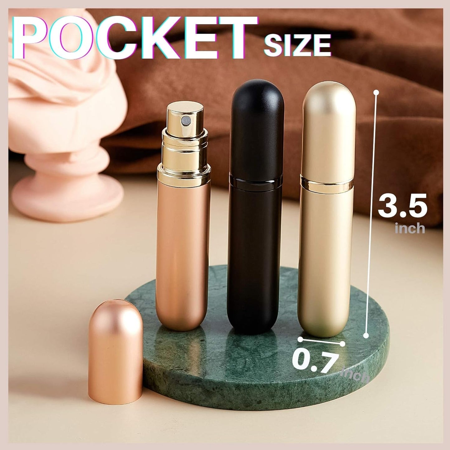 Portable Mini Refillable Perfume Atomizer Bottle Empty Pocket Size Cologne Sprayer for Travel